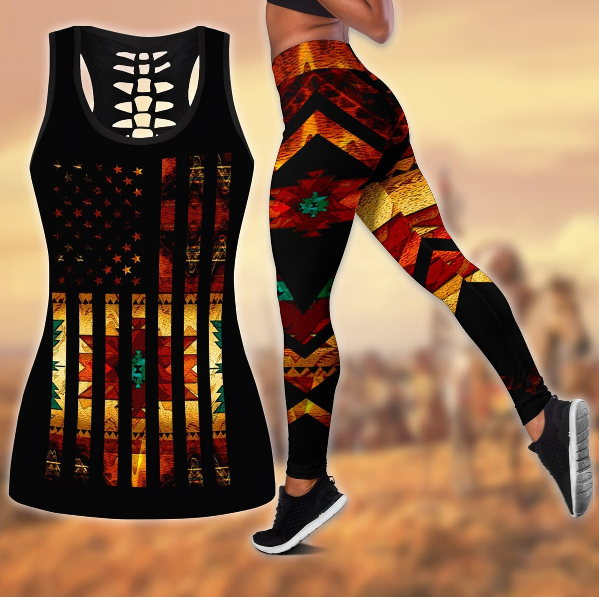 Native American 3D All Over Printed Legging + Hollow Tank