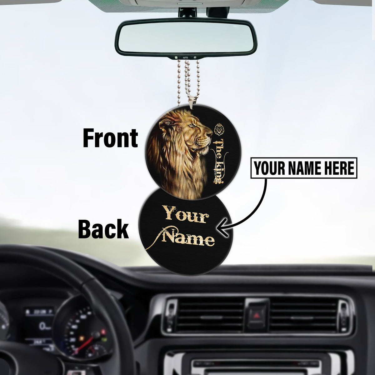 Customized Name King Lion Unique Design Car Hanging Ornament