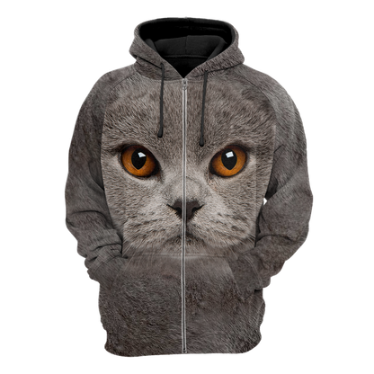 British Shorthair Cat face hair premium hoodie sweatshirt cover