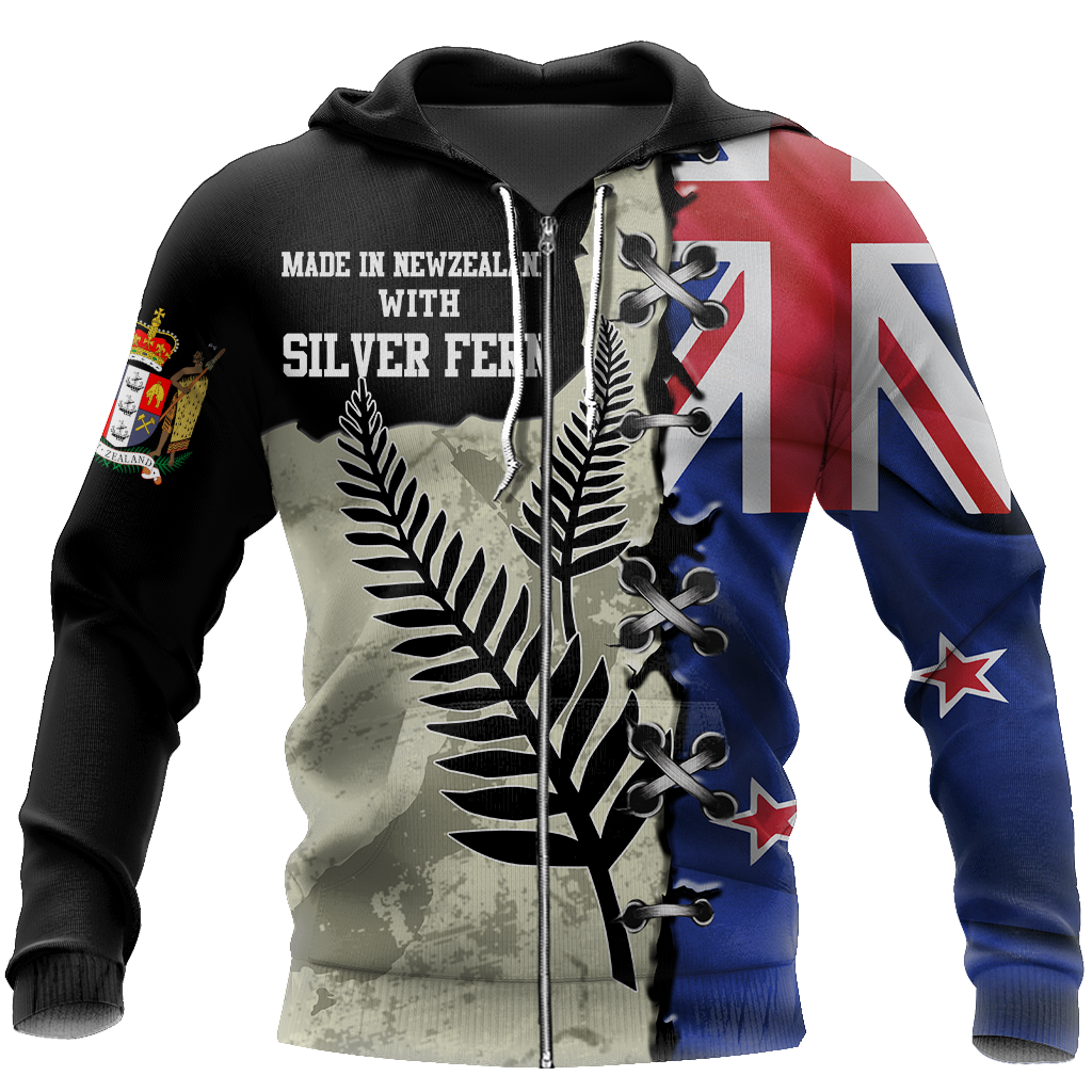 New Zealand Kiwi Bird Silver Fern T-Shirt Hoodie Zip all over shirts For Men and Women TR281202-Apparel-Huyencass-Zipped Hoodie-S-Vibe Cosy™