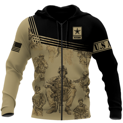 US Army Veteran 3D All Over Printed Unisex Shirts