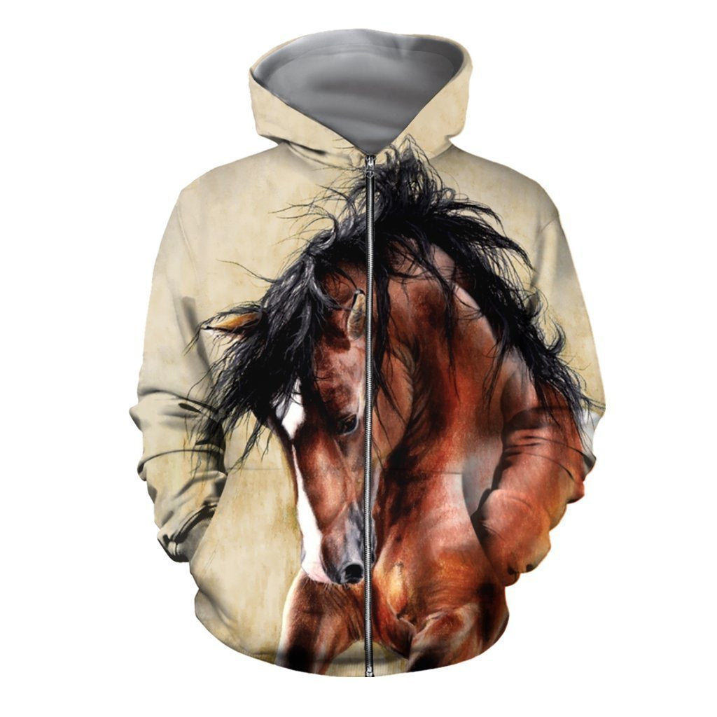 3D All Over Printed Horse painting Clothes-Apparel-HP Arts-ZIPPED HOODIE-S-Vibe Cosy™